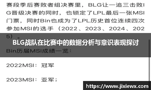 BLG战队在比赛中的数据分析与意识表现探讨